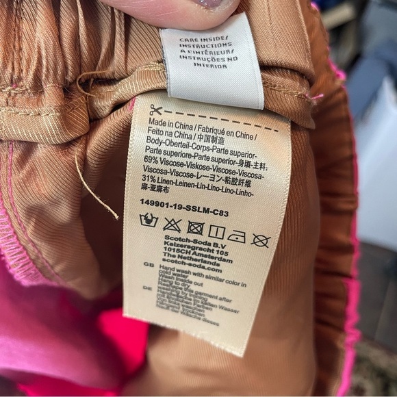 Scotch & Soda maison scotch 'Palm Cove' Pink tapered trousers drawstring Sz M - Picture 10 of 11